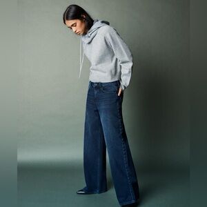 Bershka Wide-Leg Dark Blue Denim Jeans